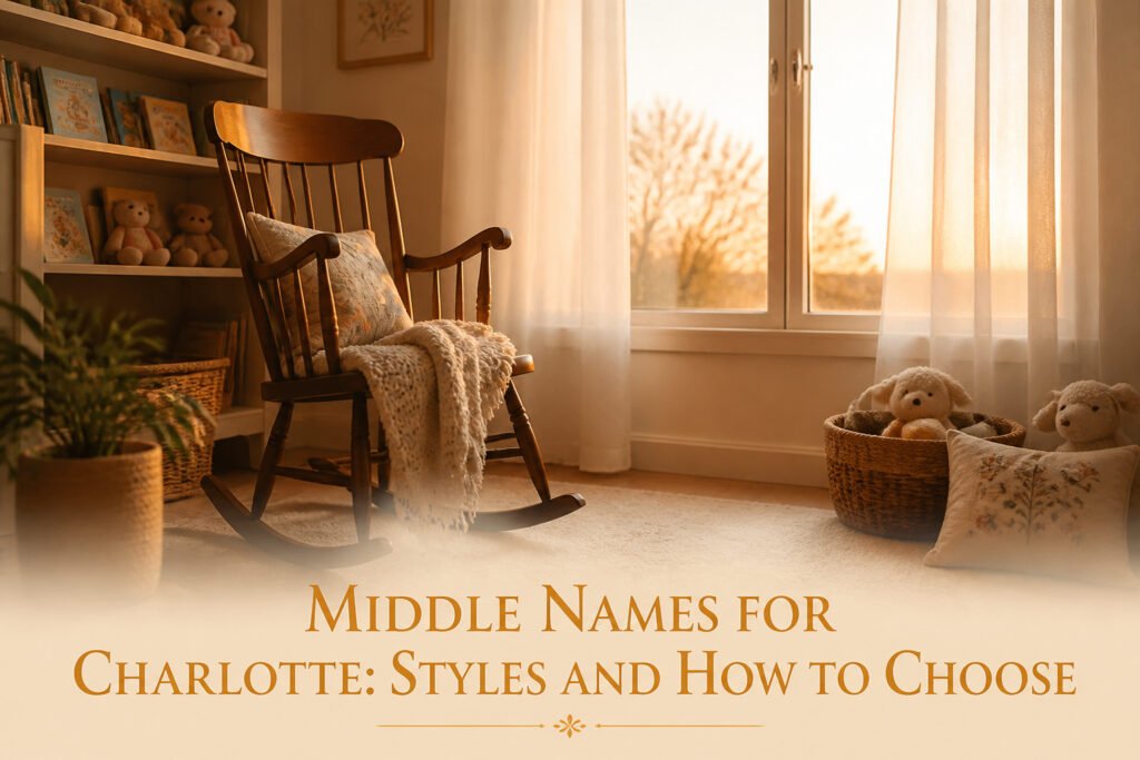 Names Charlotte Anne, Charlotte Elizabeth, and Charlotte Jane written in calligraphy.